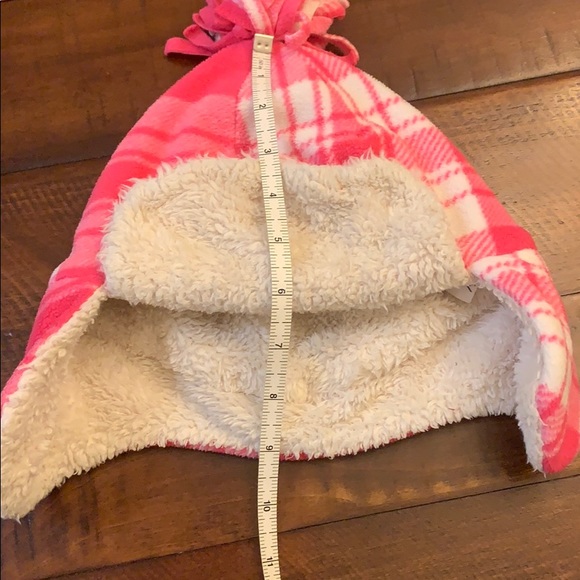 Old Navy pink plaid fleece beanie girls Sz L - Picture 7 of 7